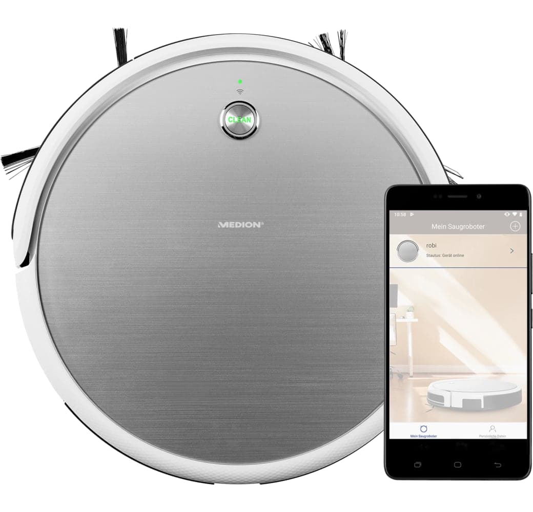 Silber Medion MD 18318 robot cleaner WIFI Gyro App DS.1