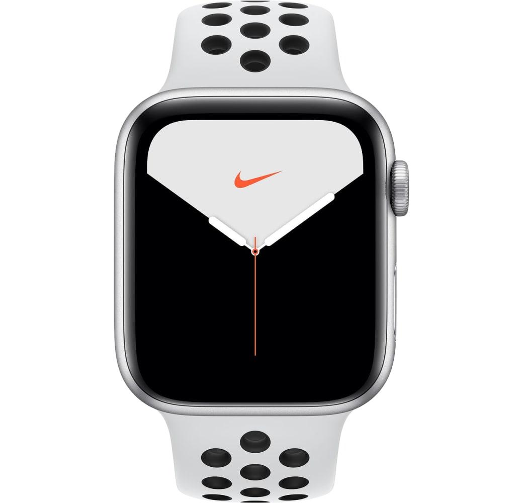 Reines Platin / Schwarz Apple Watch Nike Series 5 GPS + Cellular, Aluminiumgehäuse, 44 mm.1