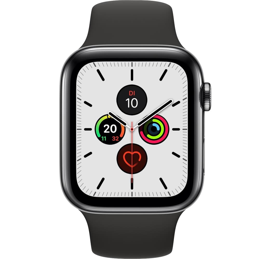 Black Apple Watch Series 5 GPS + Cellular, Stainless Steel Case, 44mm.1