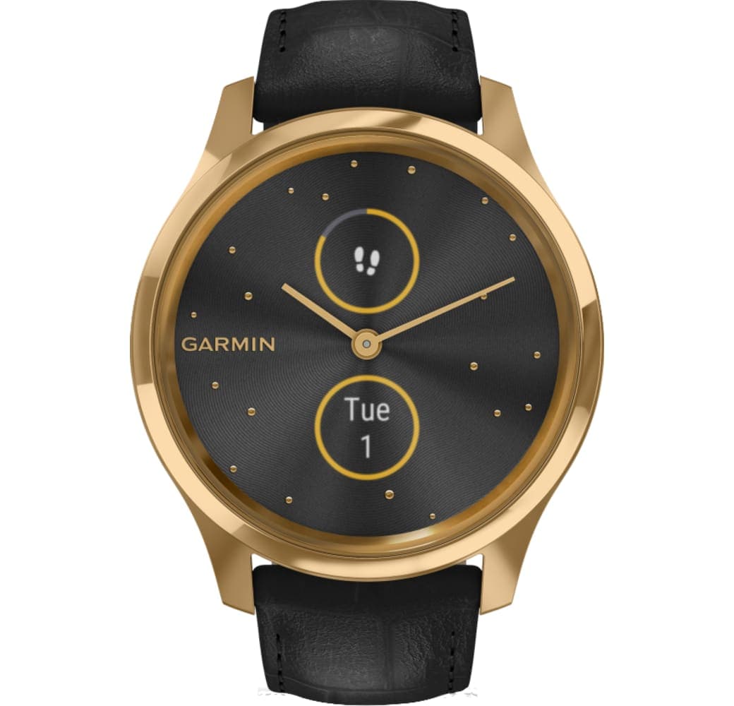 Black Garmin Vivomove Luxe Smartwatch, Stainless Steel, 42mm.1