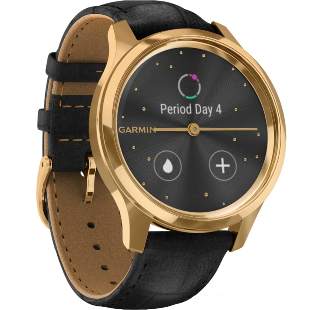 Black Garmin Vivomove Luxe Smartwatch, Stainless Steel, 42mm.2