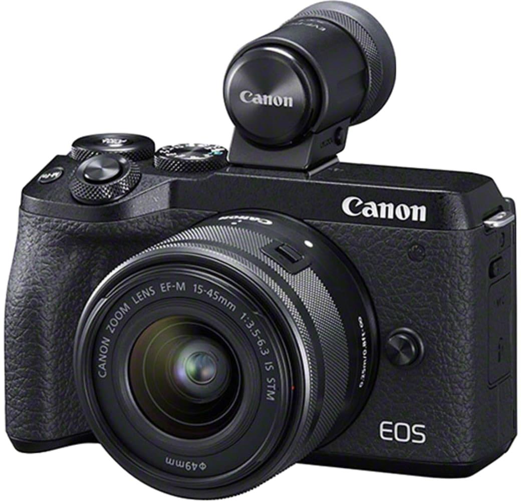 Schwarz Canon EOS M6 Mark II Systemkamera, mit Objektiv EF-M 15-45mm f/3.5-6.3 IS STM.1