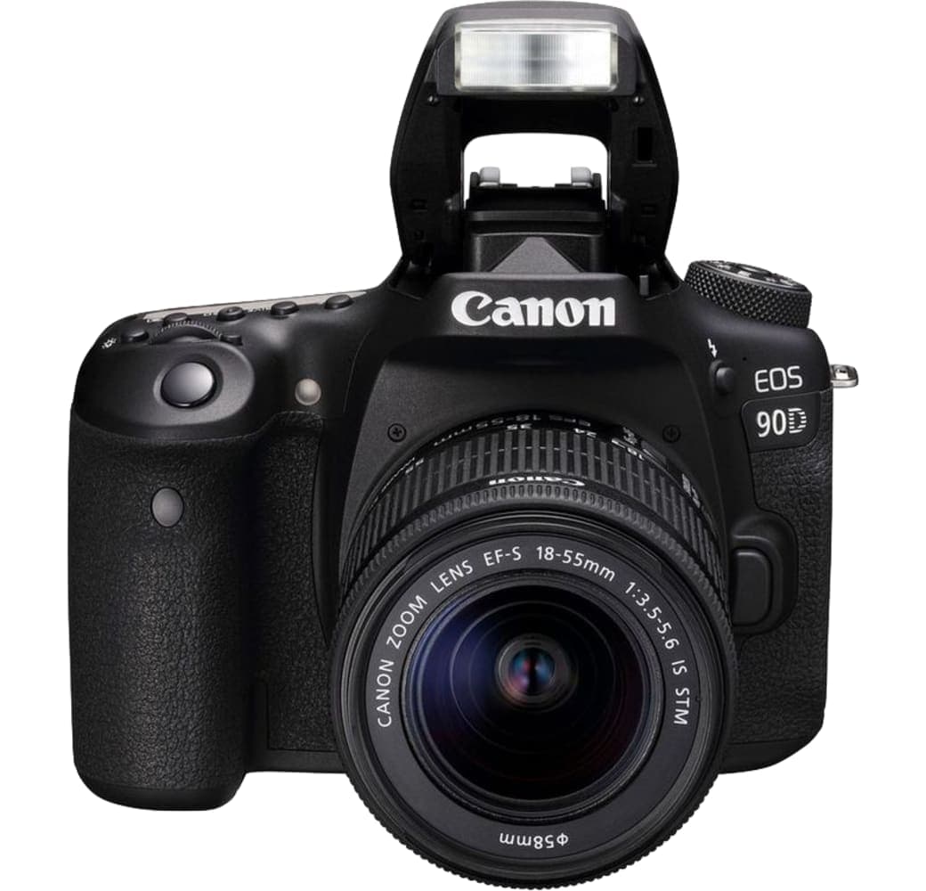 Schwarz Canon EOS 90D Systemkamera, mit Objektiv EF-S 18-55mm f/3.5-5.6 IS STM.1