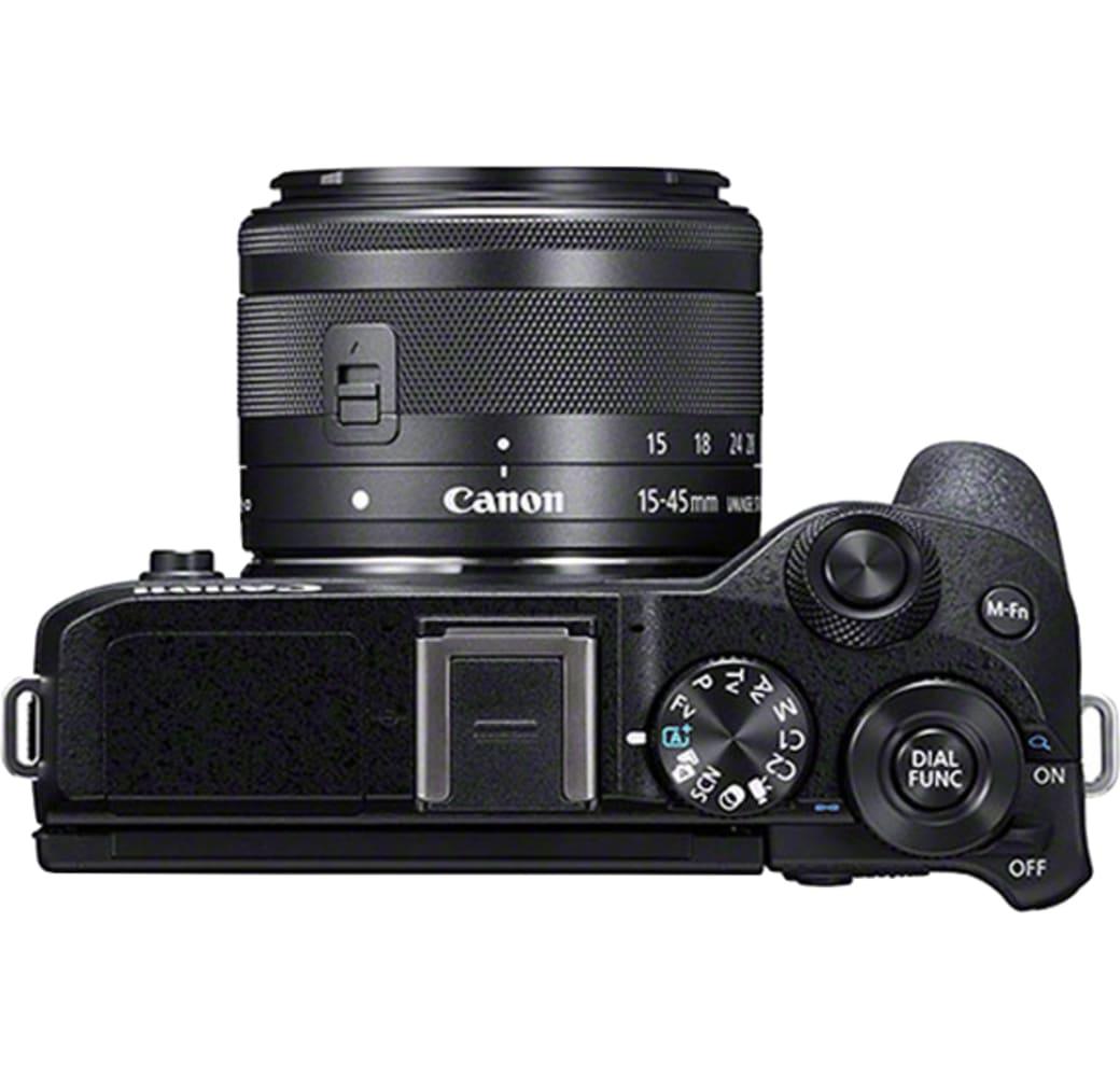 Schwarz Canon EOS M6 Mark II Systemkamera, mit Objektiv EF-M 15-45mm f/3.5-6.3 IS STM.3