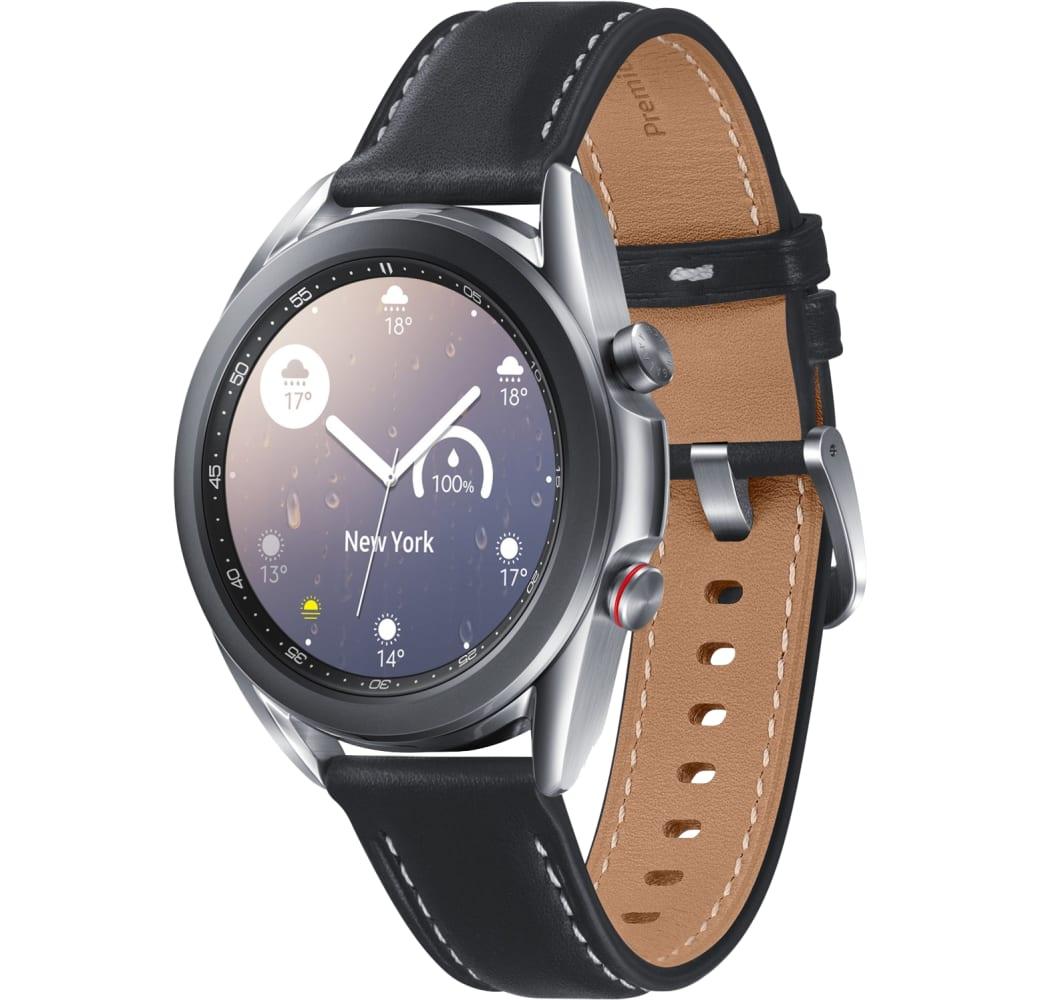 Mystic Silver Samsung Galaxy Watch3 (LTE), 41mm Stainless steel case, Real leather band.1