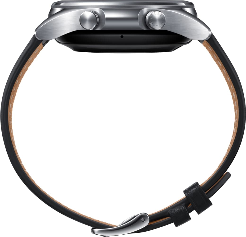 Mystic Silver Samsung Galaxy Watch3, 41mm Stainless steel case, Real leather band.3