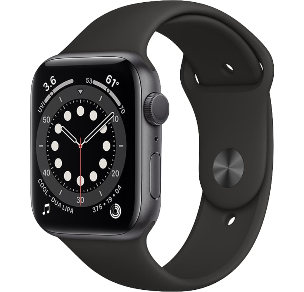 Schwarz Apple Watch Series 6 GPS, Aluminiumgehäuse, 44 mm.1
