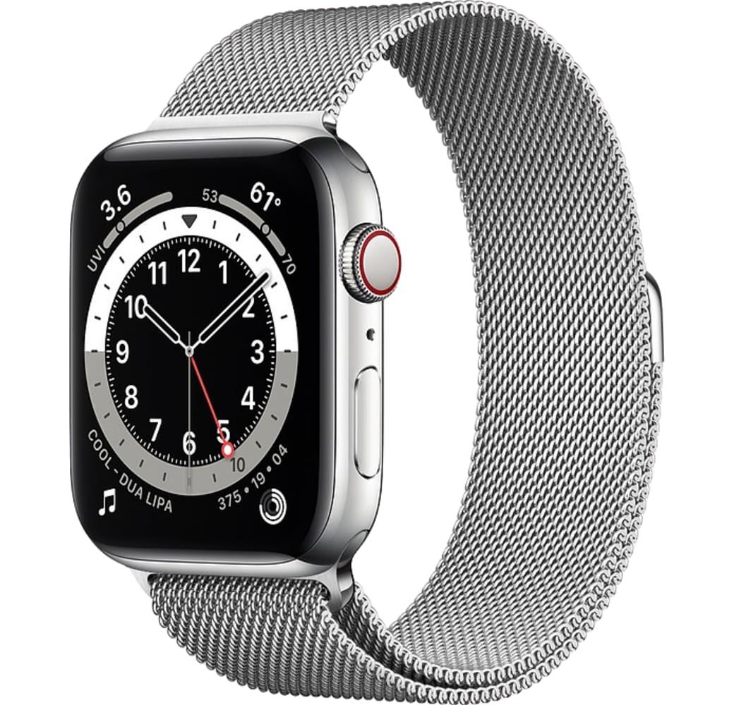 Zilver Apple Watch Series 6 GPS + mobiel, roestvrijstalen behuizing, 44 mm.1