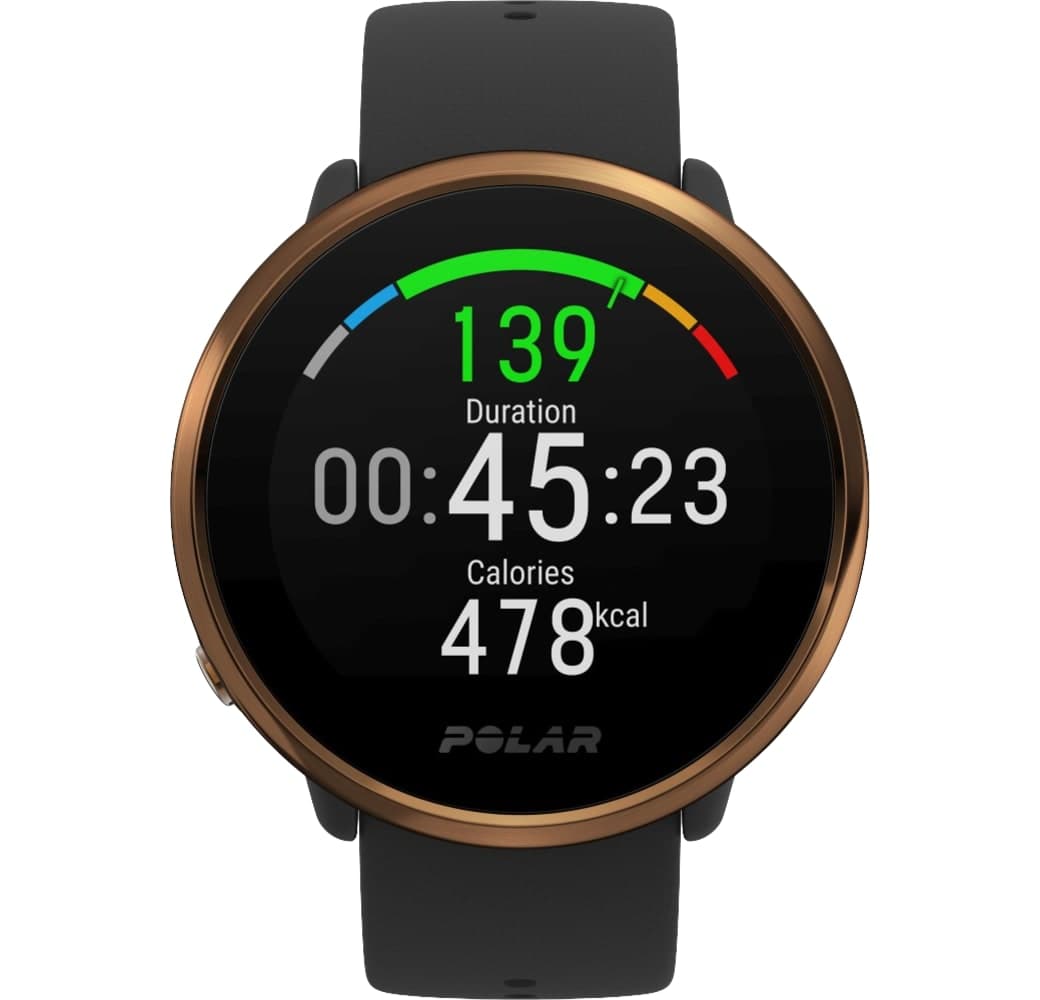 Schwarz und Kupfer Polar Ignite M/L Smartwatch, verstärktes Polymergehäuse, 43 mm.2