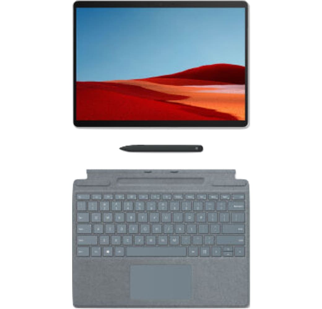 Platinum Microsoft Tablet, Surface Pro X Convertible with Keyboard and Pen (Bundle) - LTE - Windows - 256GB.2