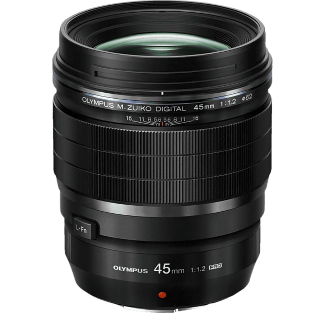 Black Olympus M. Zuiko Digital ED 45mm f1.2 Pro Lens.1