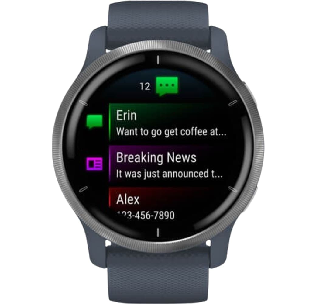 Granite Blue / Silver Garmin Venu 2 Smartwatch, Fiber reinforced polymer case, 45mm.2