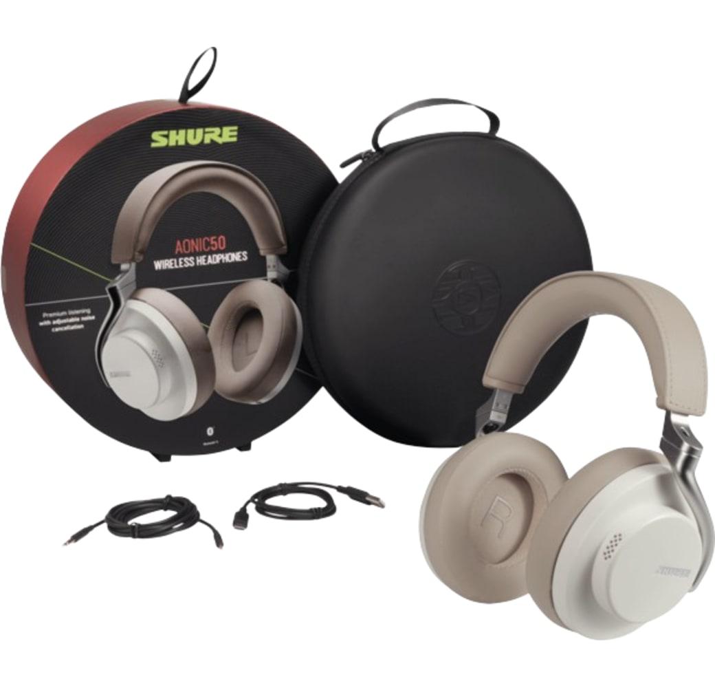 White Headphones Shure Aonic 50 Noise-cancelling Over-ear Bluetooth headphones.4