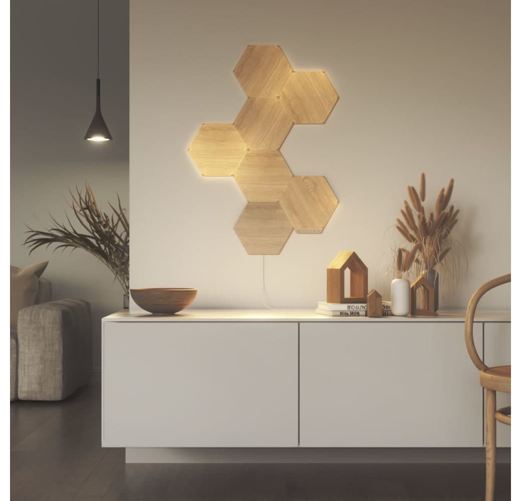 Wood Nanoleaf Elements Wood Look Hexagons Starter Kit 7x.4