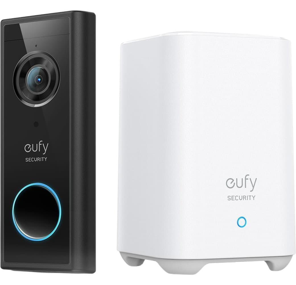 Black eufy Video Doorbell 2K (Battery-Powered) + Homebase 2.1
