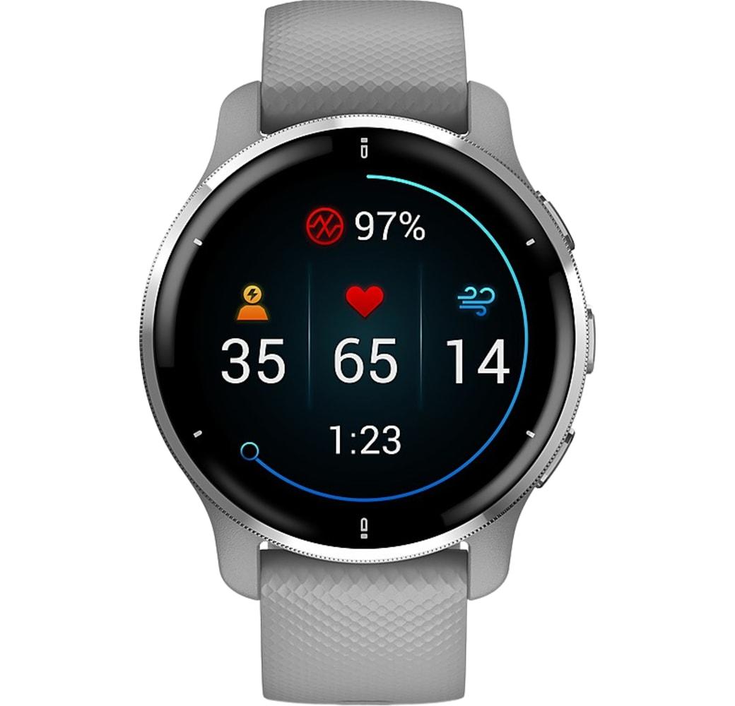 Silber Garmin Venu 2 PLUS Smartwatch, Reinforced Polymer Case, 43mm.2