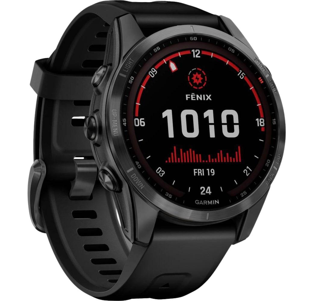 Schwarz Garmin FENIX 7 SOLAR Smartwatch, Stainless Steel Case, 47mm.2