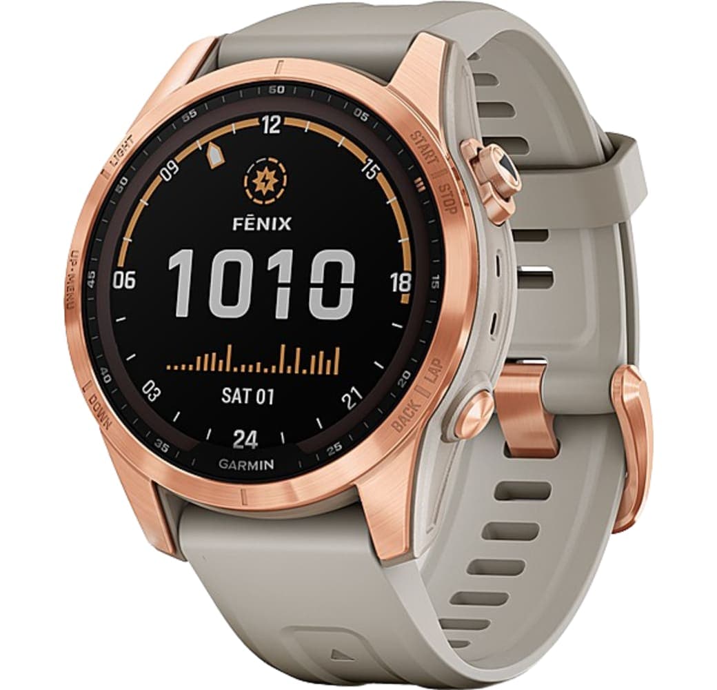 Light Sand Garmin FENIX 7S SOLAR Smartwatch, Stainless Steel Case, 42mm.1