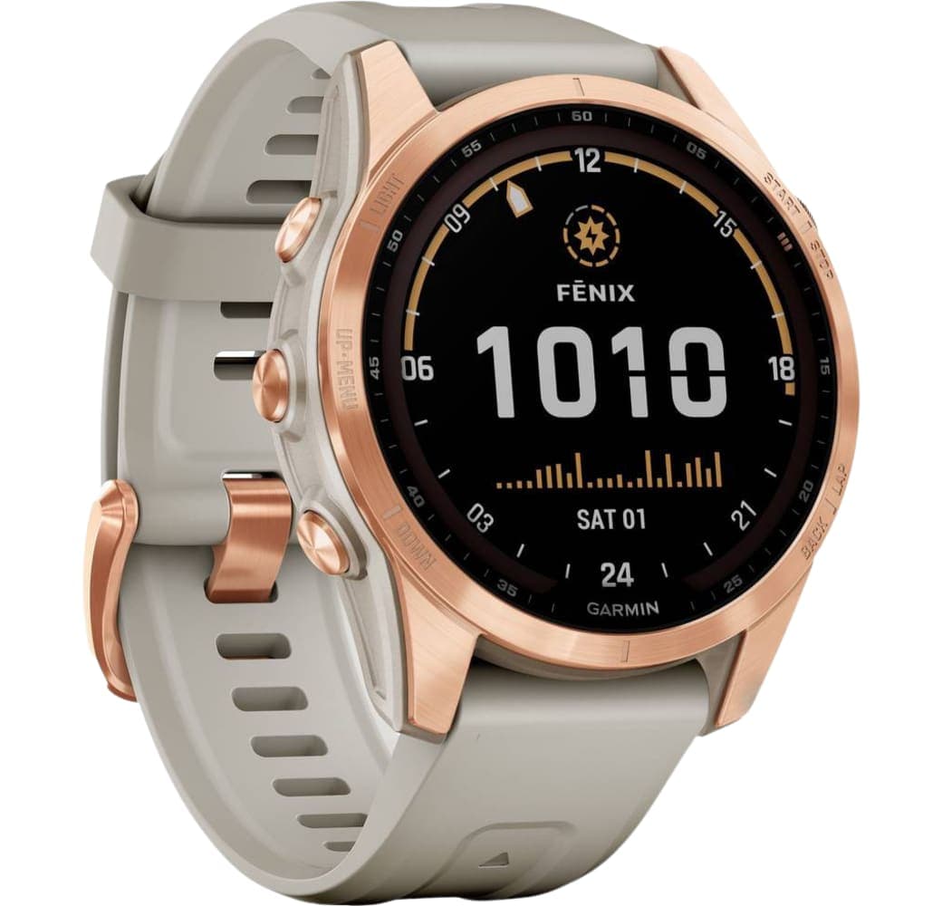 Light Sand Garmin FENIX 7S SOLAR Smartwatch, Stainless Steel Case, 42mm.2