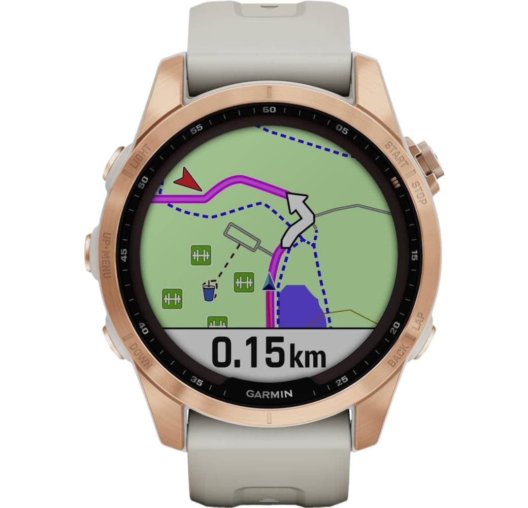 Light Sand Garmin FENIX 7S SOLAR Smartwatch, Stainless Steel Case, 42mm.3