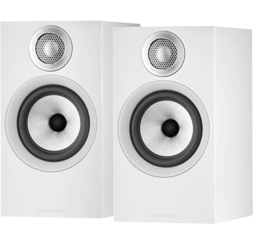 White Bowers & WIlkins 607 S2 Anniversary Edition Bookshelf speakers (piece).1