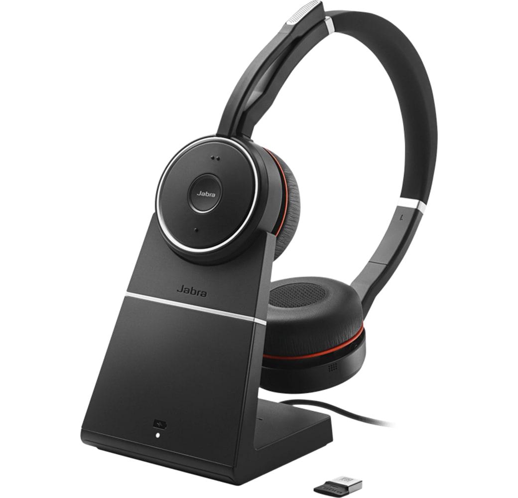 Negro Jabra Evolve 75 MS Estéreo (incluye estación de carga) Auriculares inalámbricos con cancelación de ruido para la oficina.1