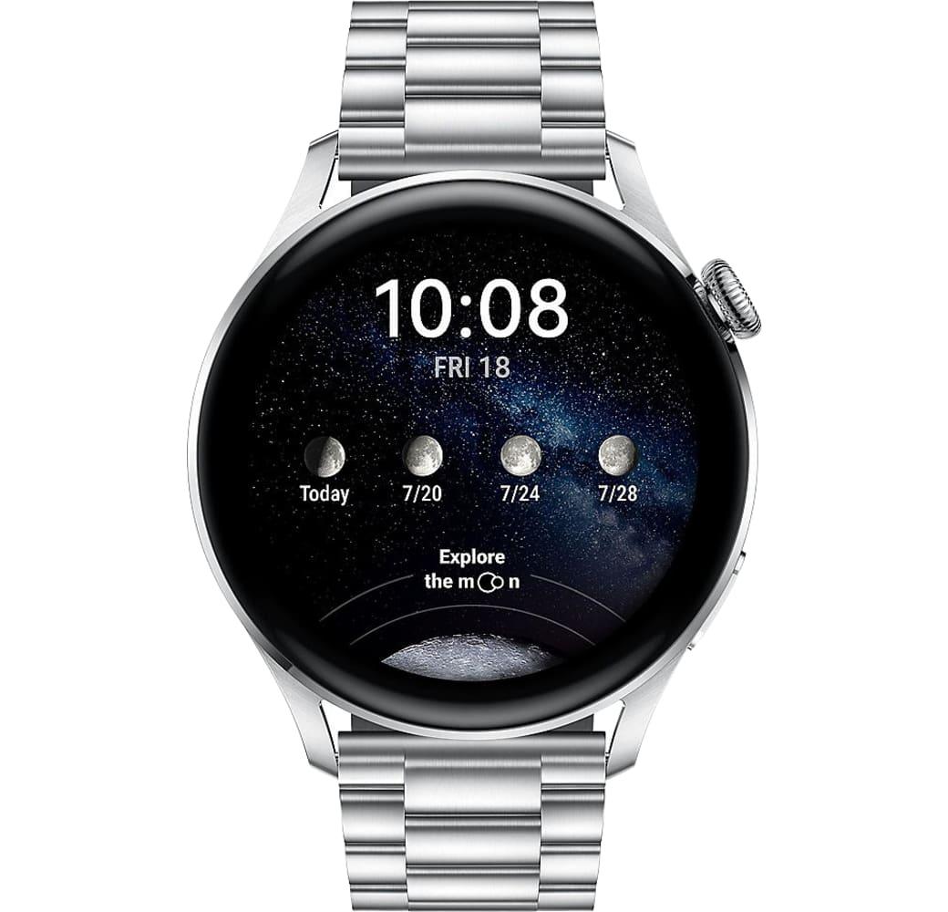 Silver Huawei Watch 3 Elite GPS Smartwatch, Stainless Steel Case, 46mm.2