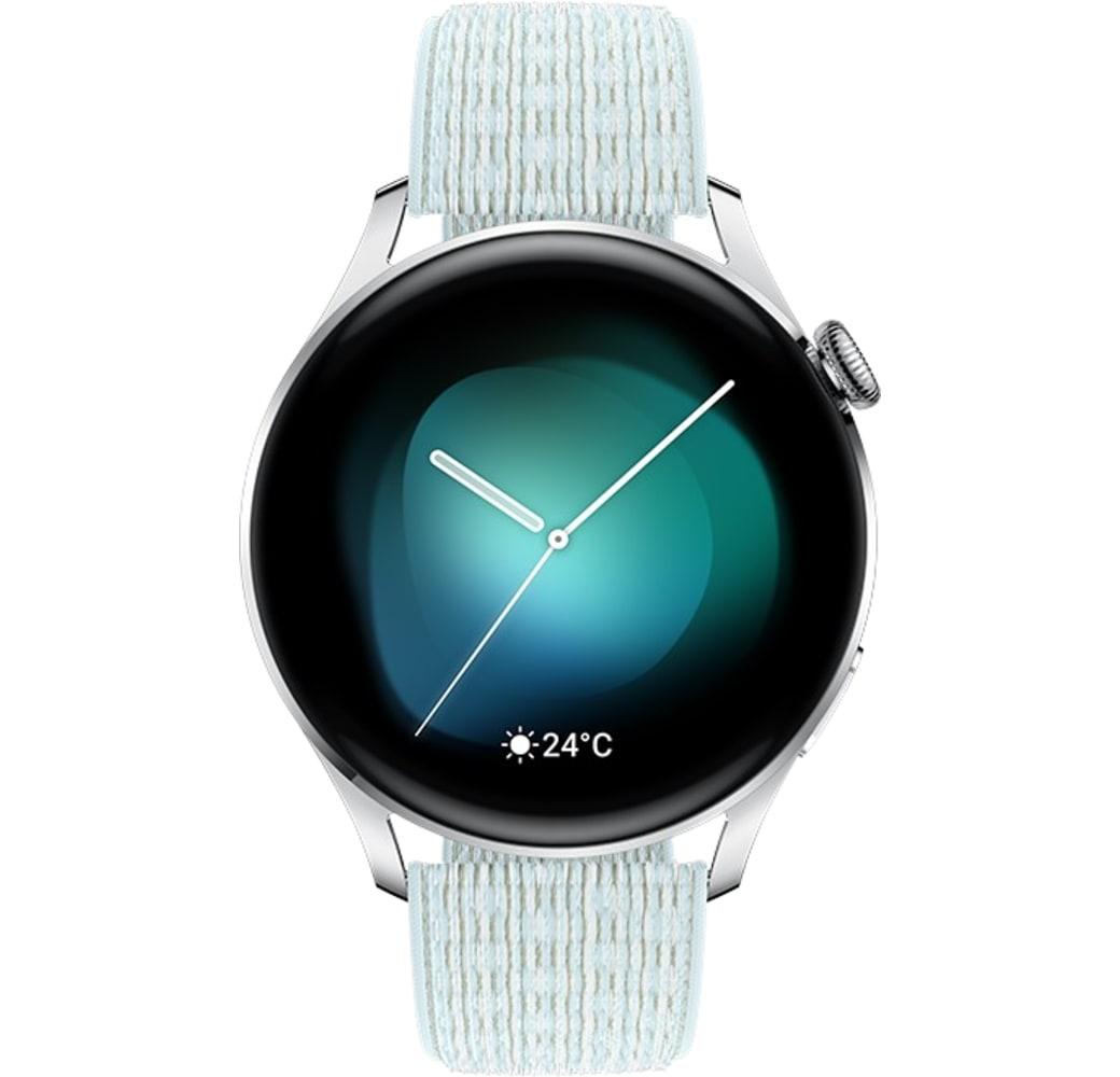 Gray Blue Huawei Watch 3 Classic GPS Smartwatch, Stainless Steel Case, 46mm.2
