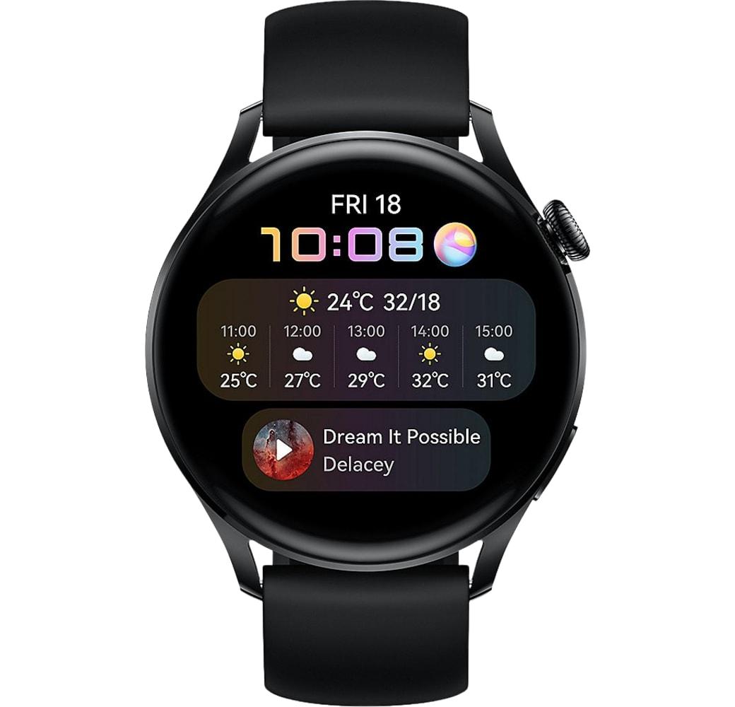 Black Huawei Watch 3 Active GPS Smartwatch, Stainless Steel Case, 46mm.2