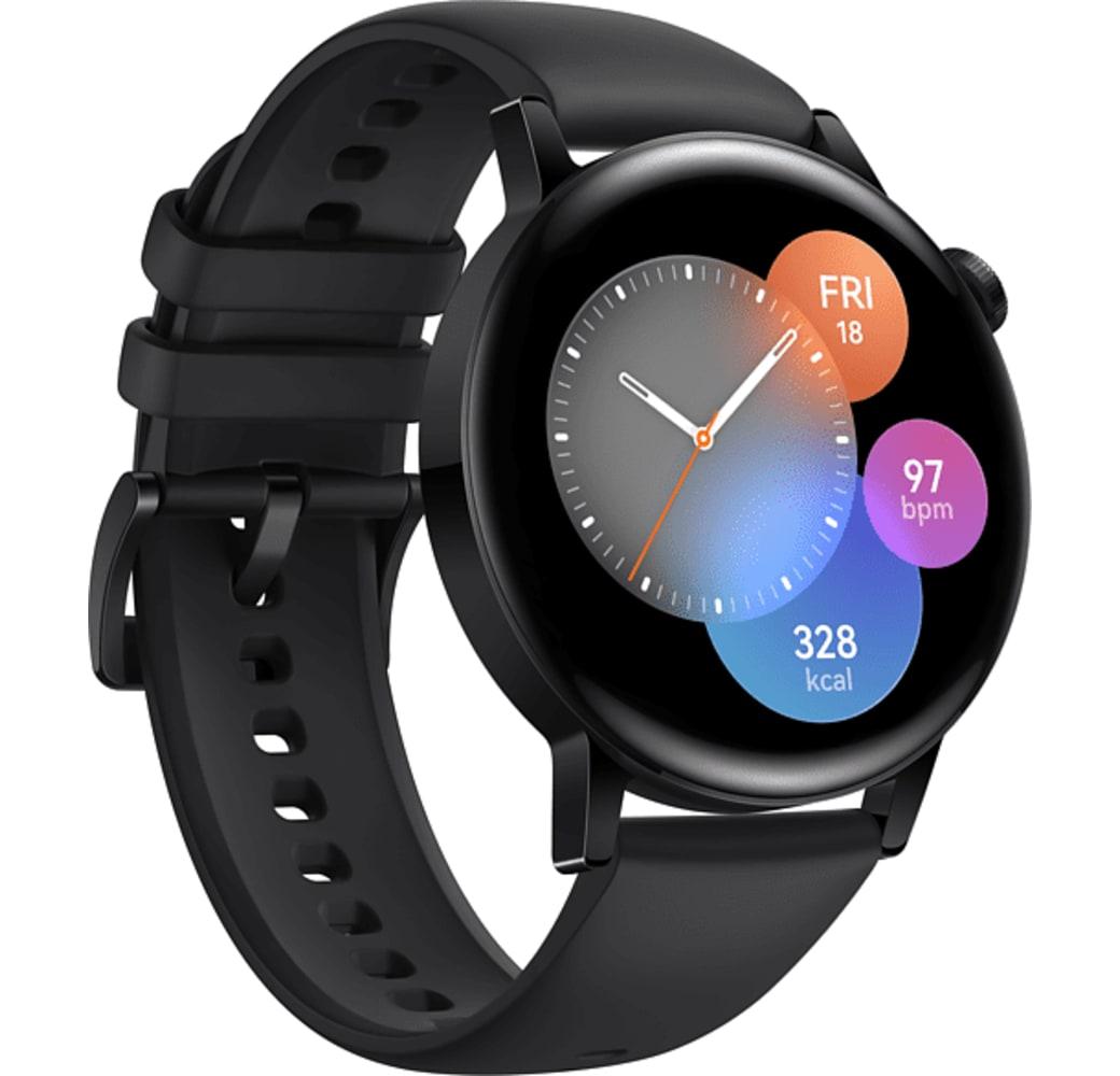 Black Huawei Watch GT3 Smartwatch, Stainless Steel Case, 42mm.2