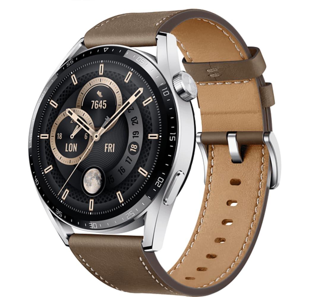 Braun Huawei Watch GT3 Smartwatch, Stainless Steel Case, 46mm.1