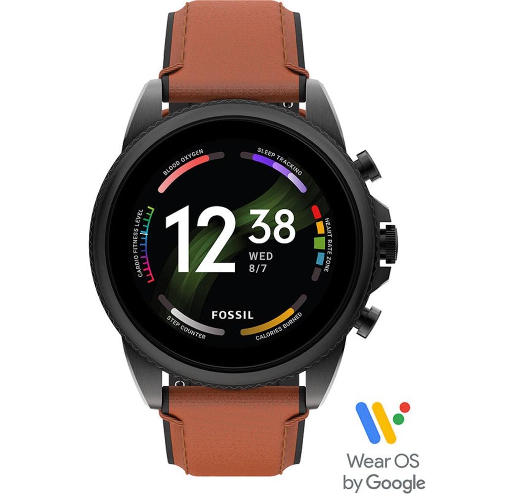 Bruin Fossil Gen 6 smartwatch, roestvrijstalen behuizing, 44 mm.2