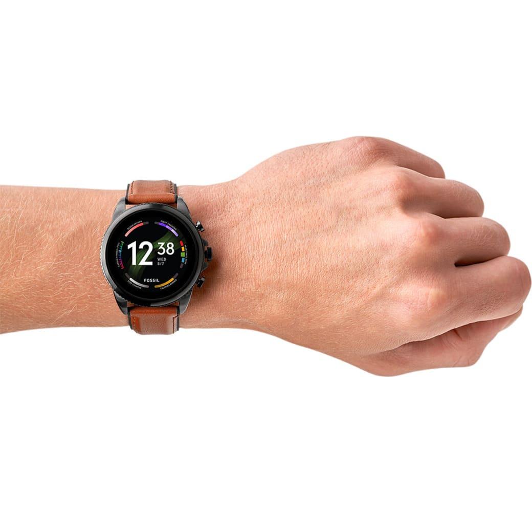 Bruin Fossil Gen 6 smartwatch, roestvrijstalen behuizing, 44 mm.3