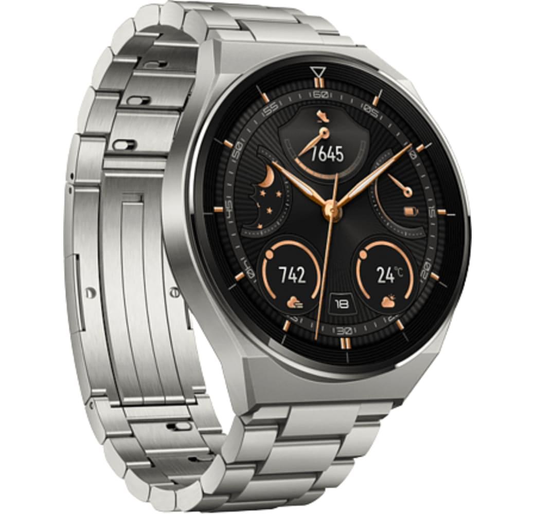 Silver Huawei Watch GT 3 Pro Smartwatch, Titanium Case, 46mm.5