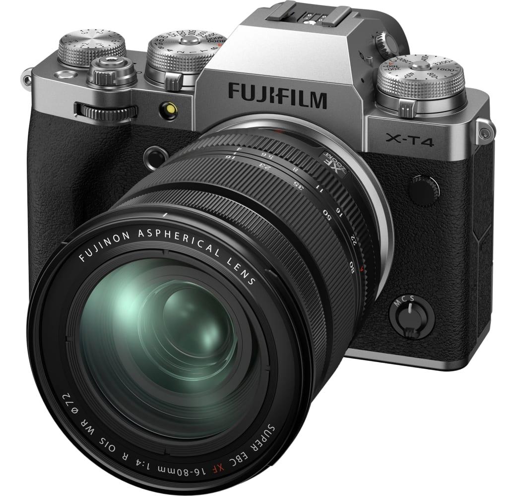 Zilver Fujifilm X-T4 Systeemcamera, met lens XF 16-80mm f/4 R OIS WR.1