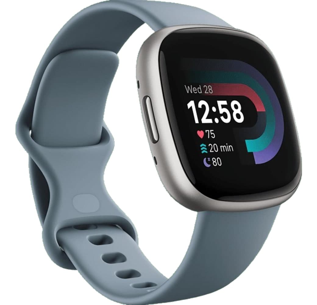 Waterfall Blue Fitbit Versa 4 Smartwatch, Aluminium Case, 40mm.1