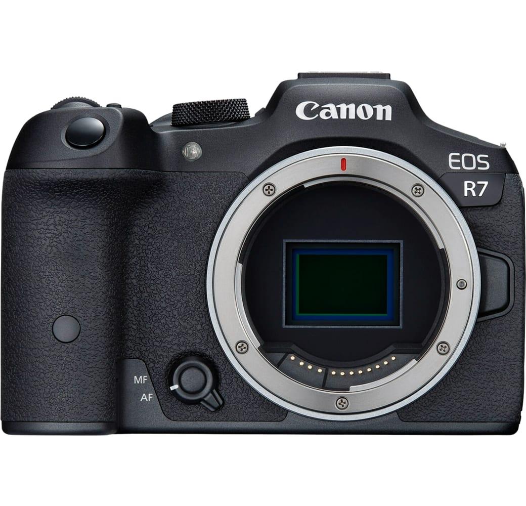 Schwarz Canon EOS R7 Systemkamera, mit Objektiv RF-S 18-150mm f/3.5-6.3 IS STM + EF-EOS R Bayonet Adapter.7