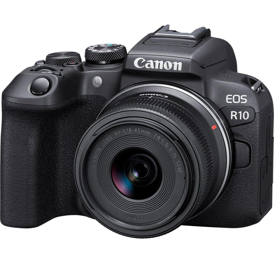 Schwarz Canon EOS R10 Systemkamera, mit Objektiv RF-S 18-45mm f/4.5-6.3 IS STM + EF-EOS R Adapter.1