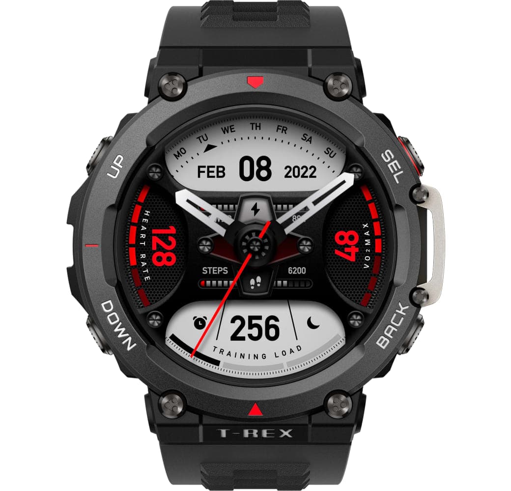 Black Amazfit T-Rex 2 Smartwatch, Polymer Case, 47mm.2