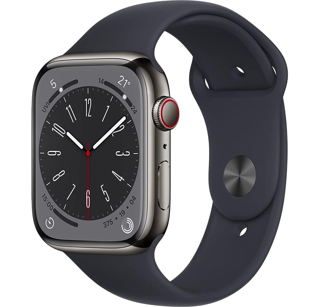 Mitternacht Apple Watch Series 8 GPS + Cellular, Edelstahlgehäuse, 45 mm.1