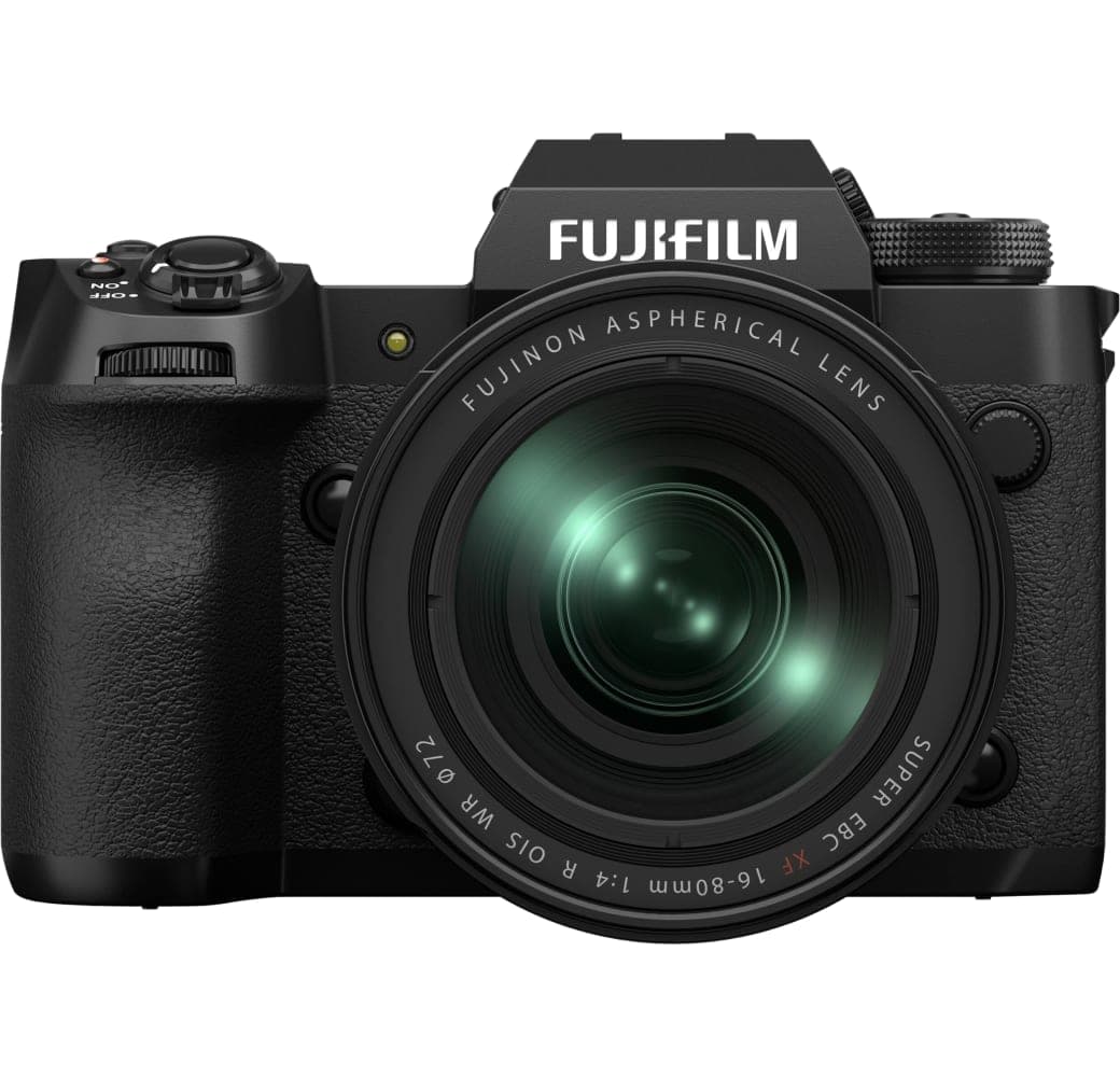 Schwarz Fujifilm X-H2 Systemkamera, mit Objektiv XF 16-80mm f/4 R OIS WR.2