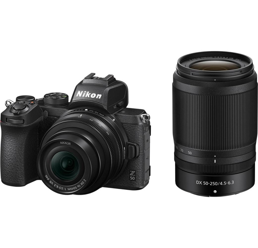 Black Nikon Z50 Camera Kit with Nikkor Z DX 16-50mm f/3.5-6.3 VR + Nikkor Z DX 50-250mm f/4.5-6.3 VR Lens.1