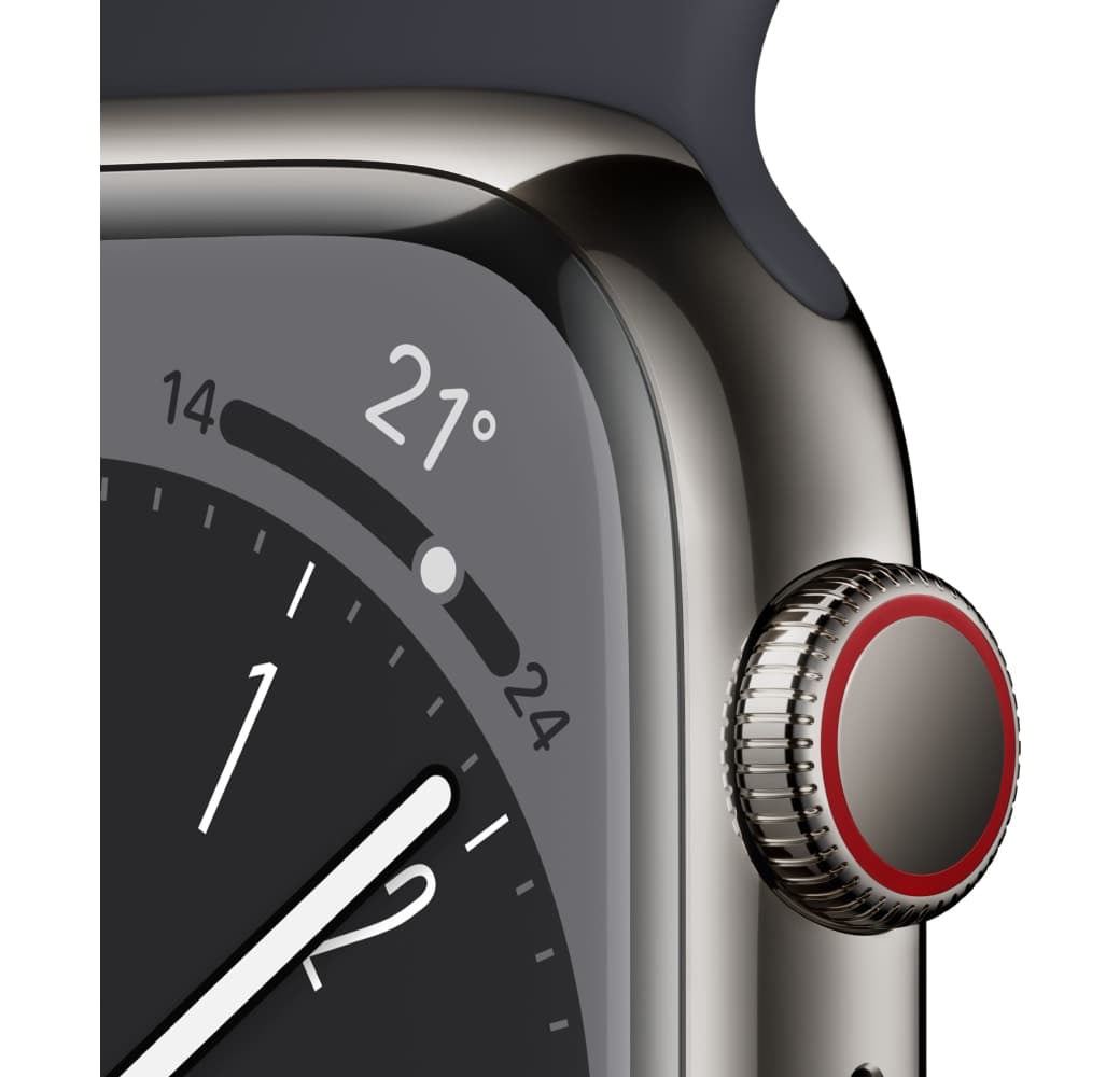Mitternacht Apple Watch Series 8 GPS + Cellular, Edelstahlgehäuse, 41 mm.3