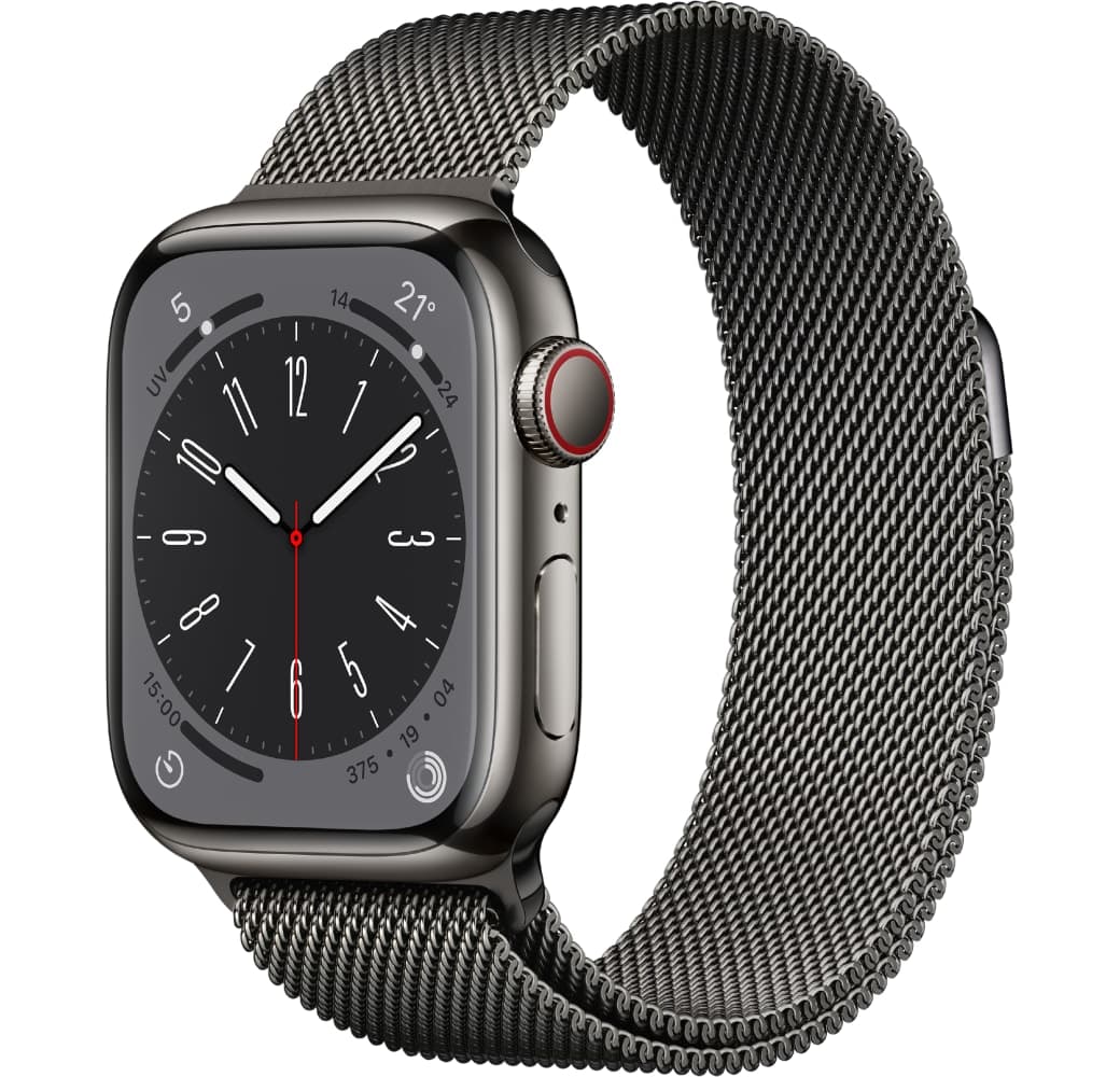 Grau Apple Watch Series 8 GPS + Cellular, Edelstahlgehäuse, 41 mm.1