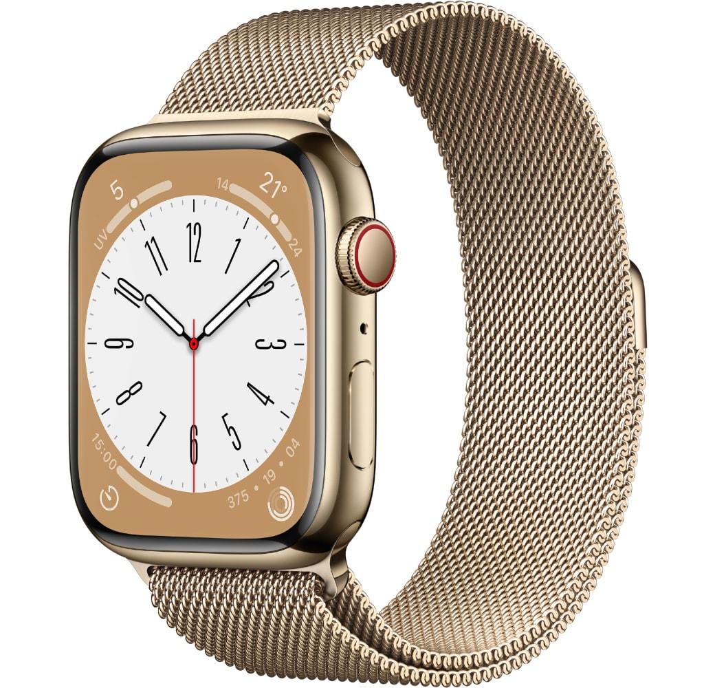Gold Apple Watch Series 8 GPS + Cellular, Edelstahlgehäuse, 45 mm.1