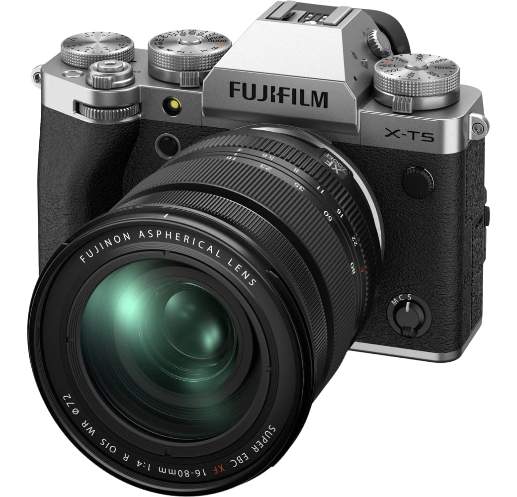 Silver Fujifilm X-T5 Camera Kit with XF 16-80mm f/4 R OIS WR Lens.1