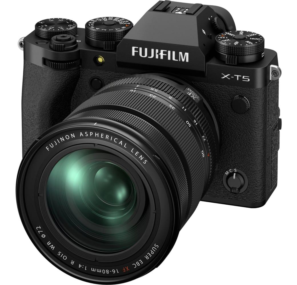 Black Fujifilm X-T5 Systeemcamera, met lens XF 16-80mm f/4 R OIS WR.1