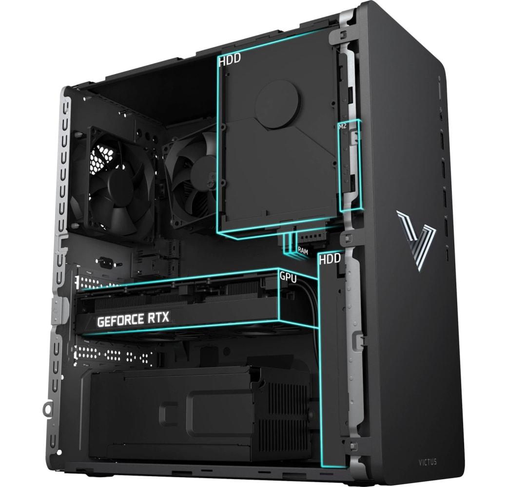 Schwarz HP Victus TG02-0015ng Gaming Desktop - AMD Ryzen™ 7 5700G - 16GB - 512GB SSD + 1TB HDD - NVIDIA® GeForce® RTX 3060 Tu.4