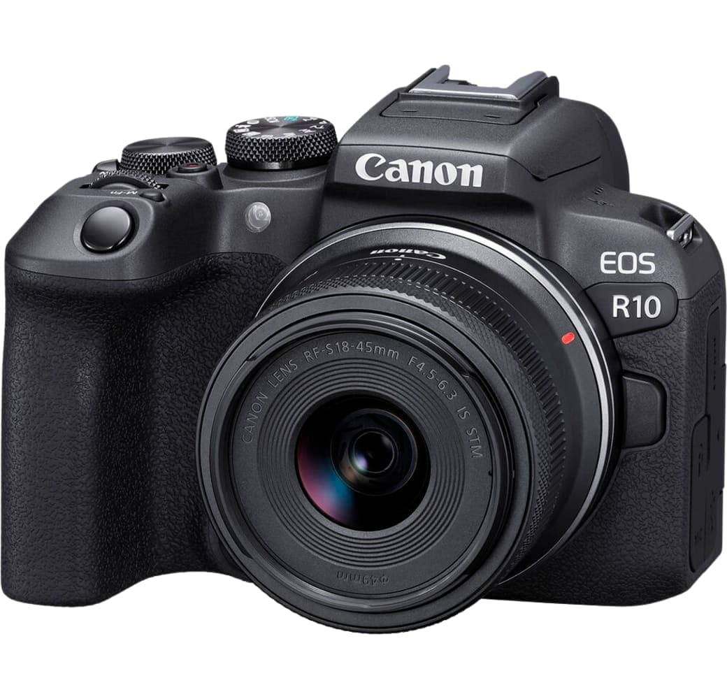 Black Canon EOS R10 Systeemcamera, met lens RF-S 18-45mm f/4.5-6.3 IS STM.1