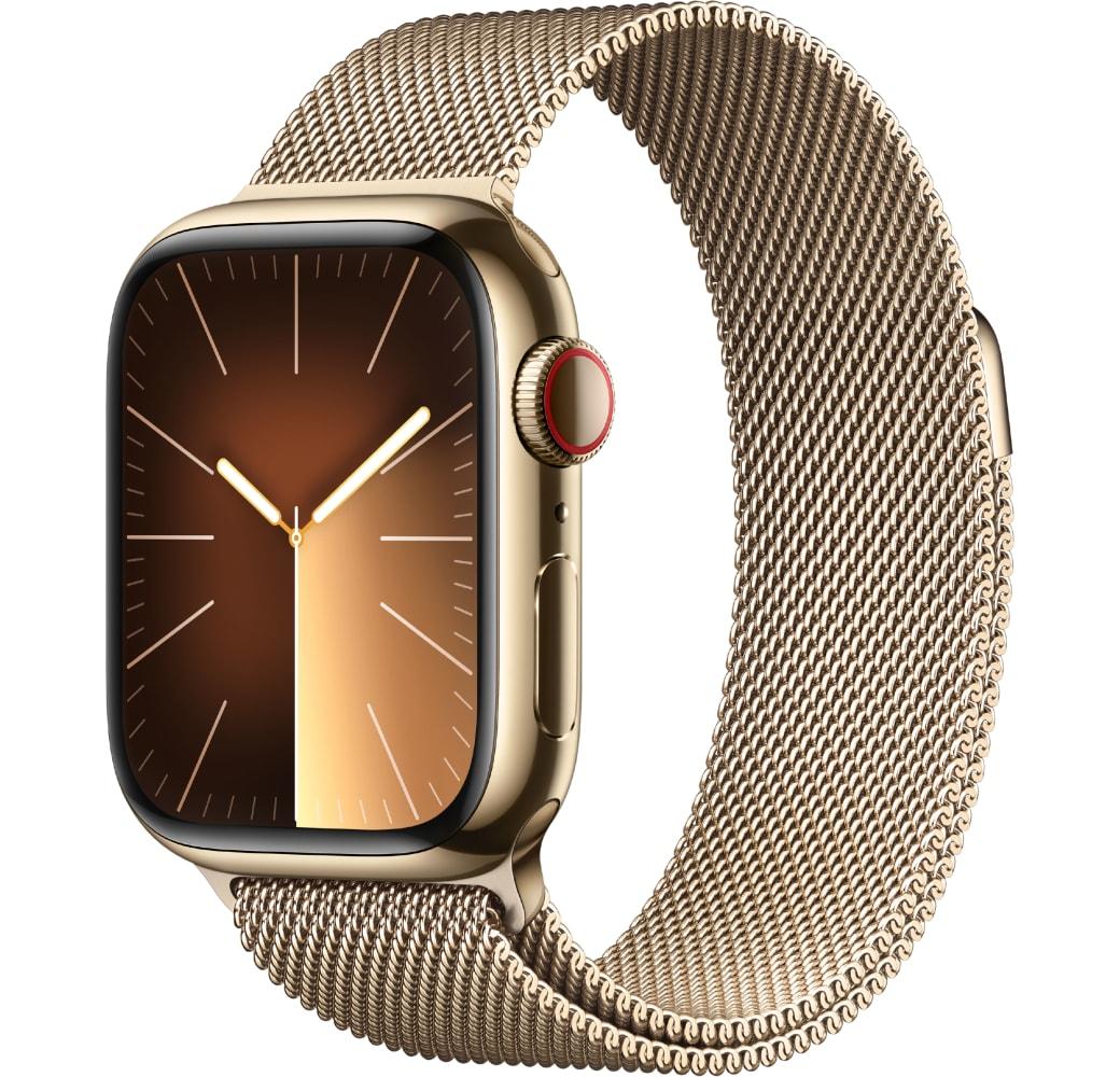 Gold Apple Watch Series 9 GPS + Cellular, Edelstahlgehäuse, 41 mm.1